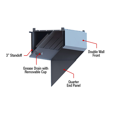 Backshelf exhaust hood for commercial kitchen ventilation wall mount